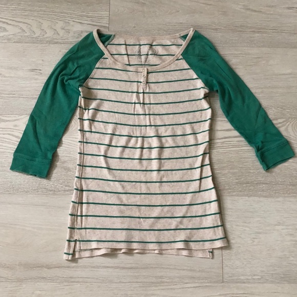 One Step Up 3/4 Sleeve Raglan Cotton Striped Shirt - Picture 14 of 16